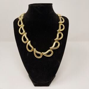 Gold Tone Chunky Tear Drop Chainlink Statement Necklace Fashion
